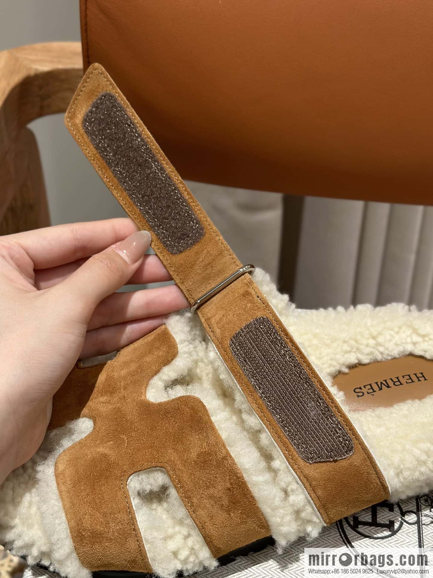 Hermès Lamb Wool Chypre Sandals