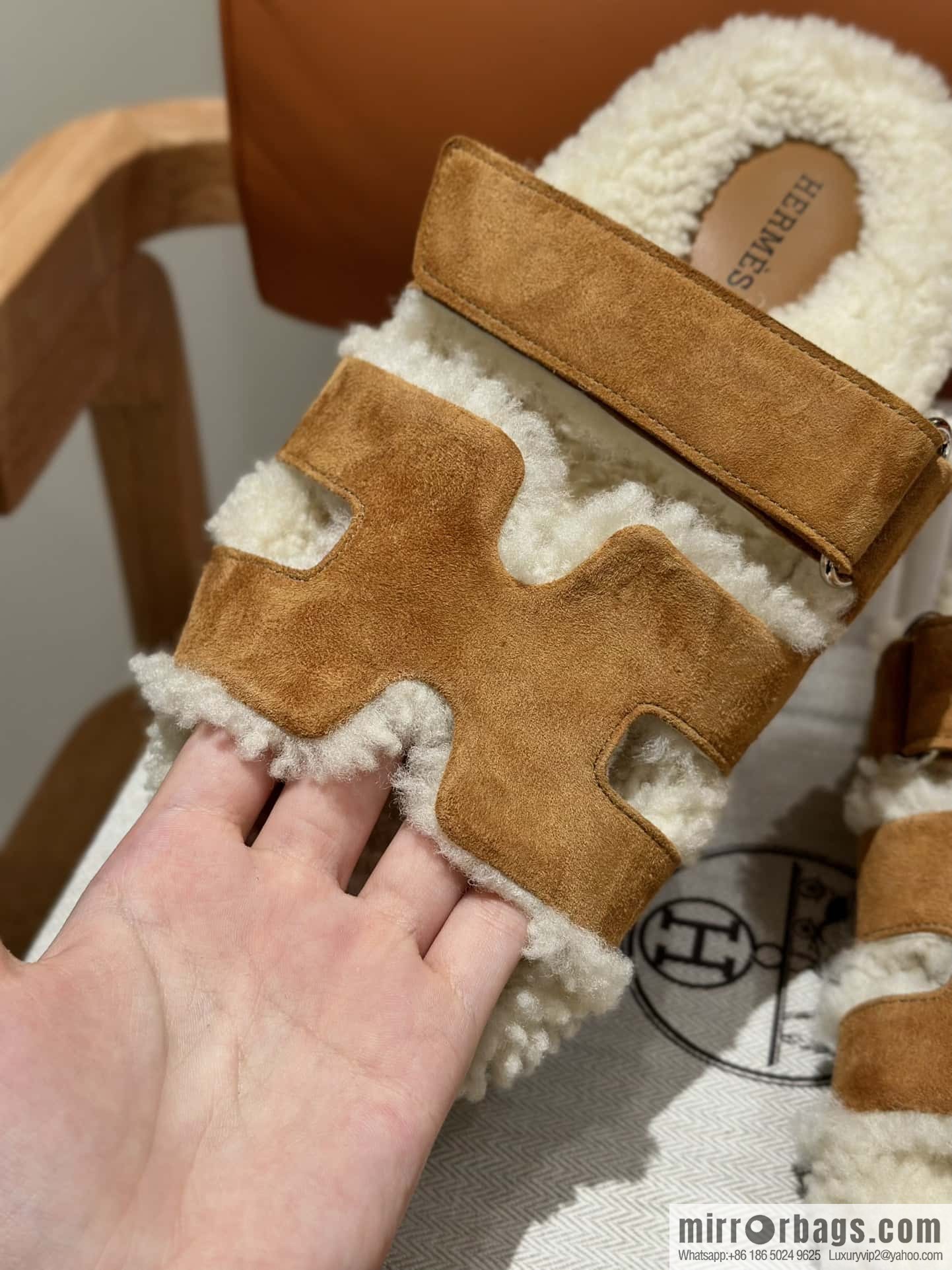 Hermès Lamb Wool Chypre Sandals