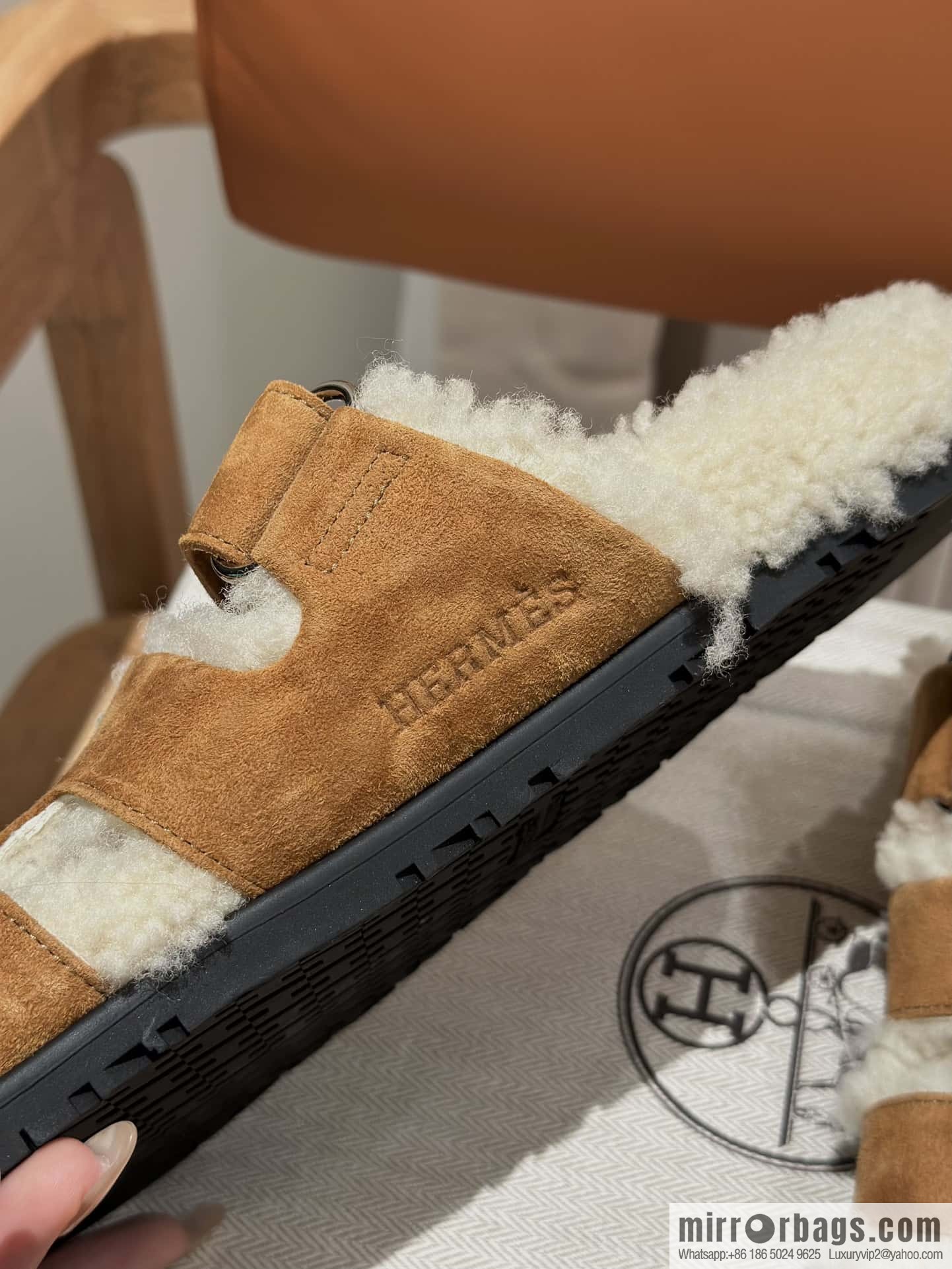 Hermès Lamb Wool Chypre Sandals