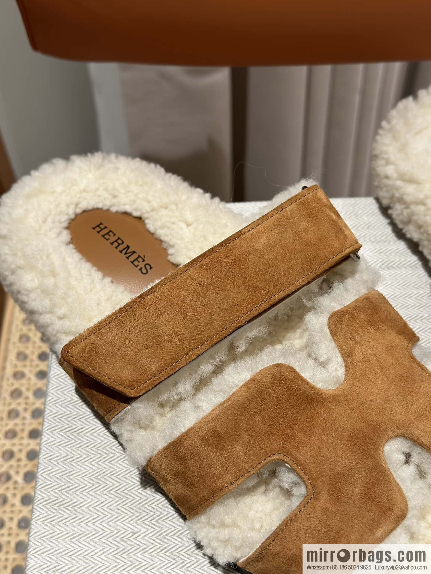 Hermès Lamb Wool Chypre Sandals