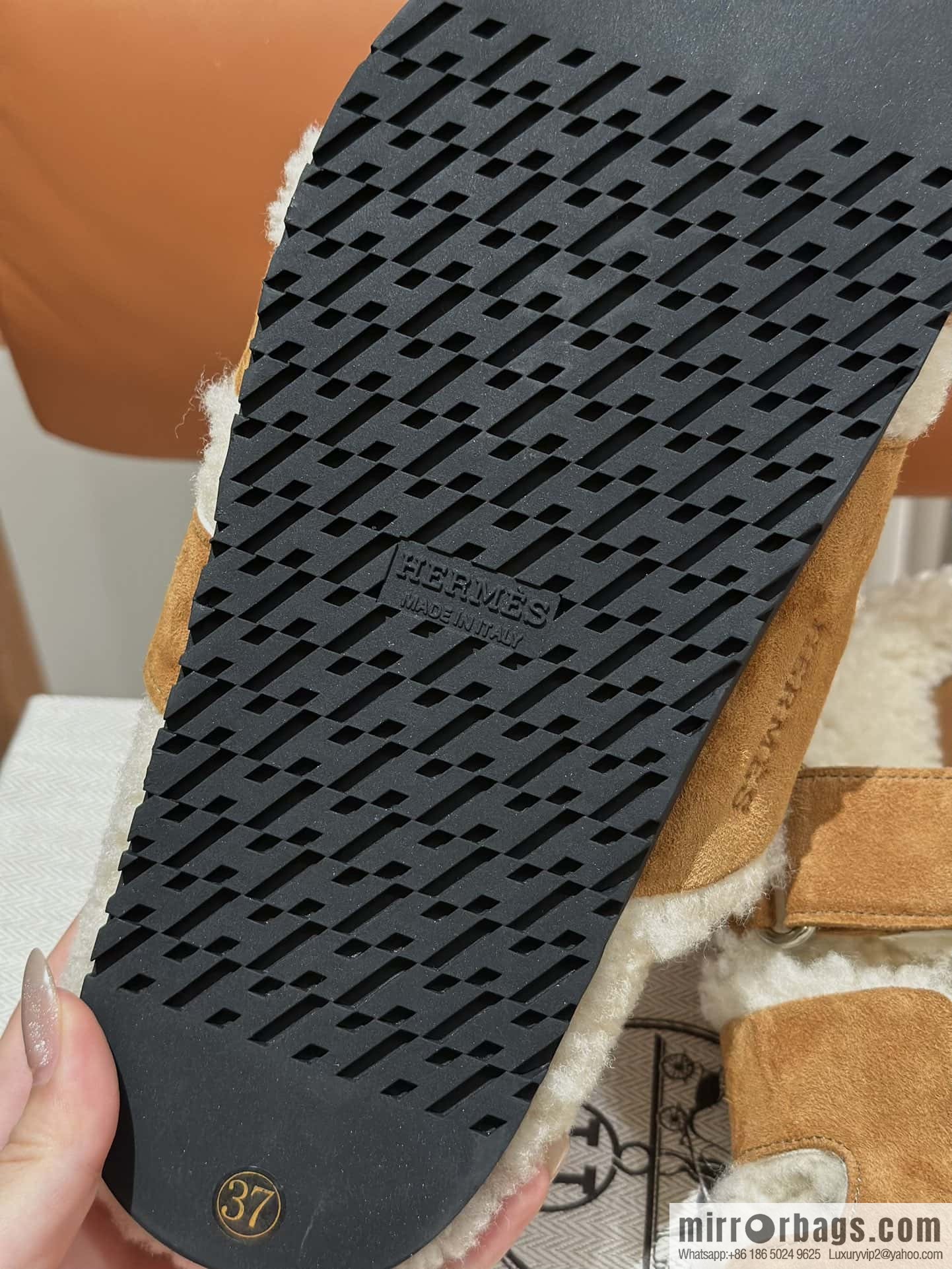 Hermès Lamb Wool Chypre Sandals