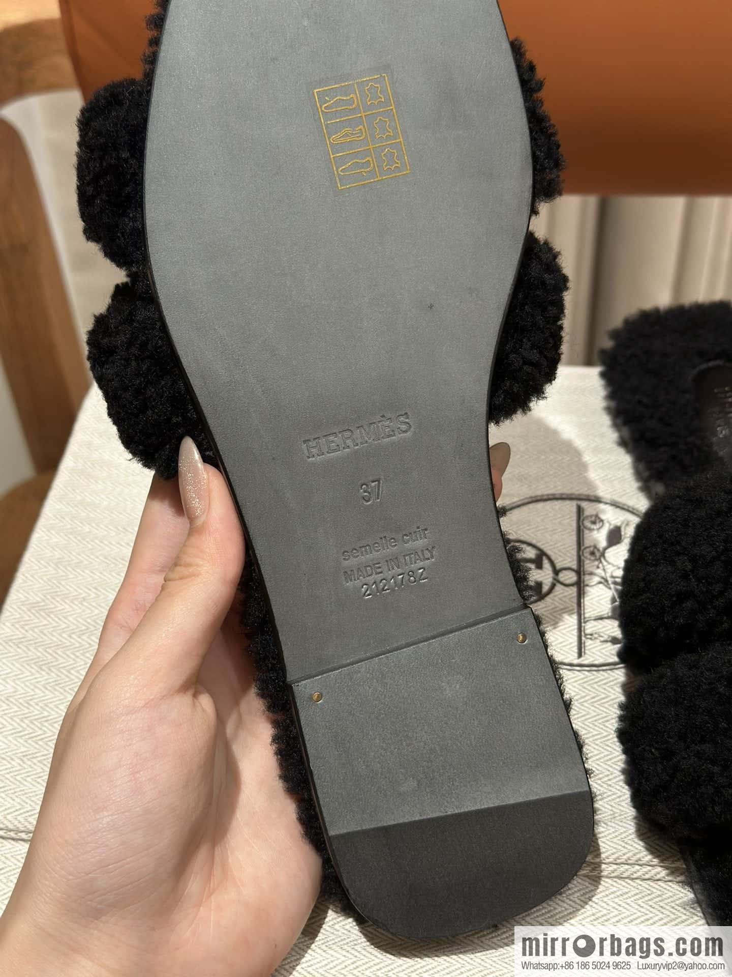 Hermès Mink Fur Slippers, Black