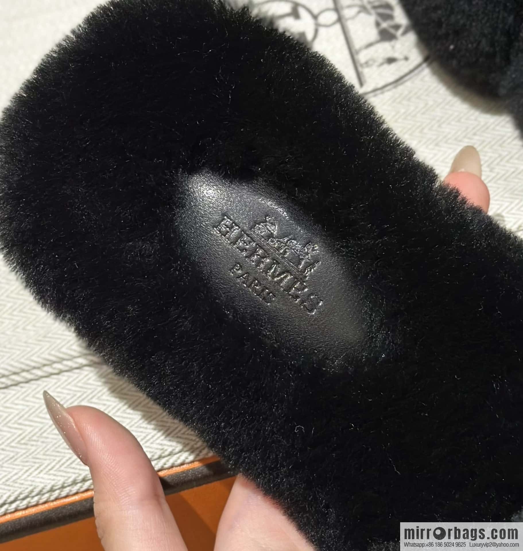 Hermès Mink Fur Slippers, Black
