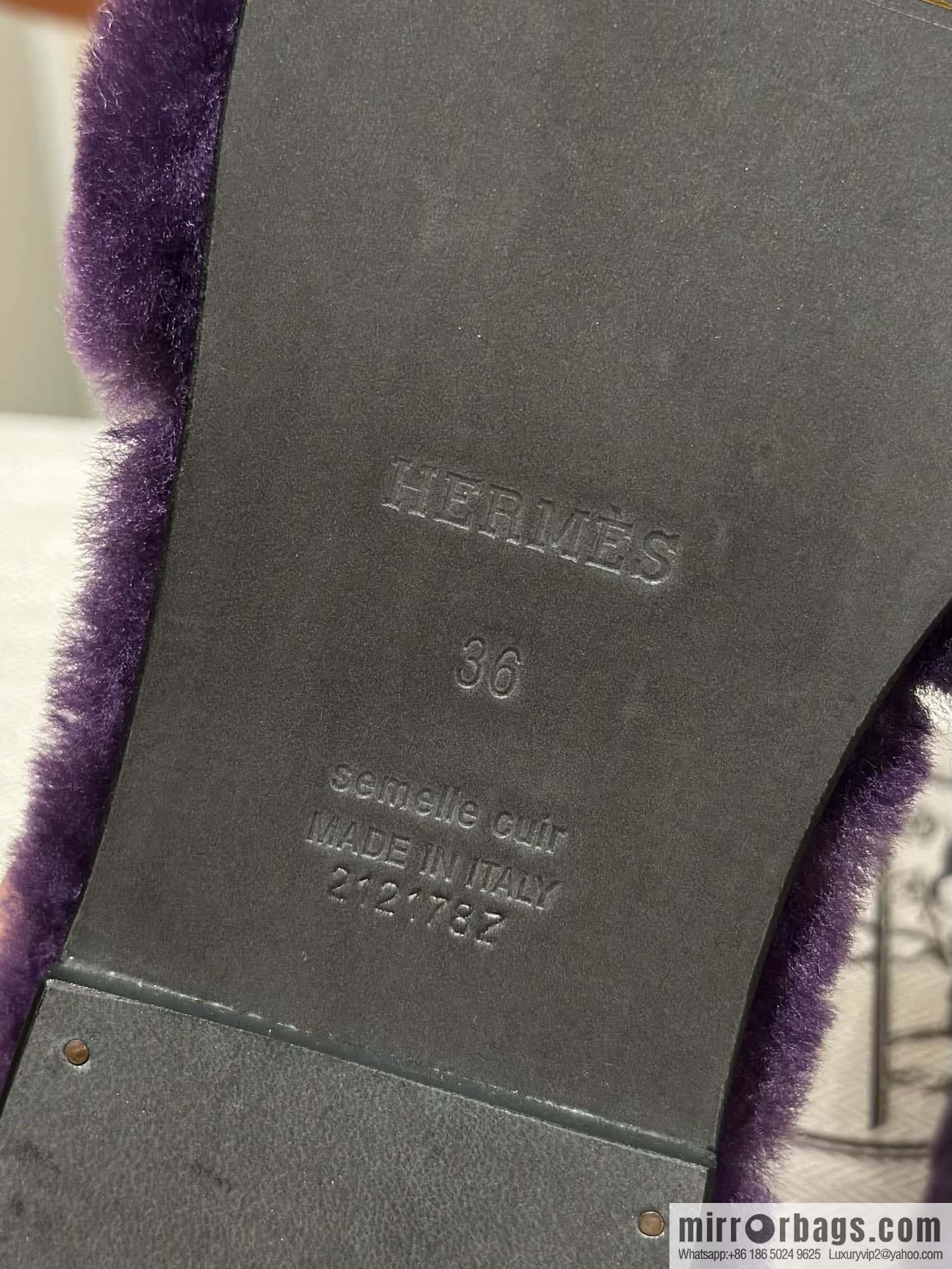 Hermès Mink Hair Slippers, Purple