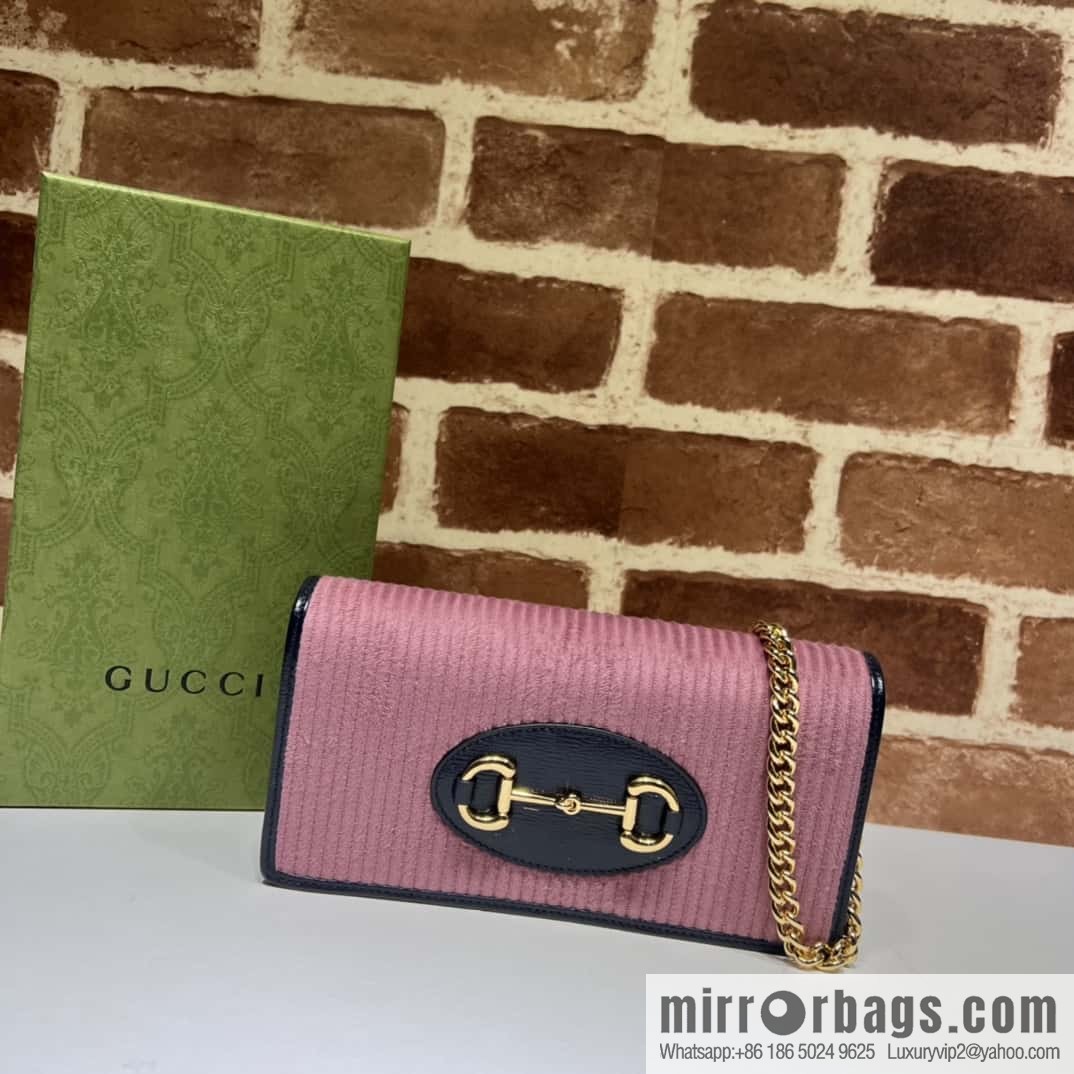 Gucci Horsebit 1955 chain bag 621892 pink corduroy