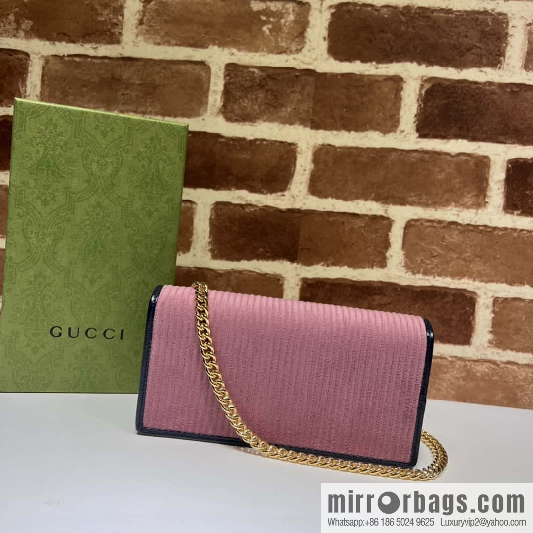 Gucci Horsebit 1955 chain bag 621892 pink corduroy