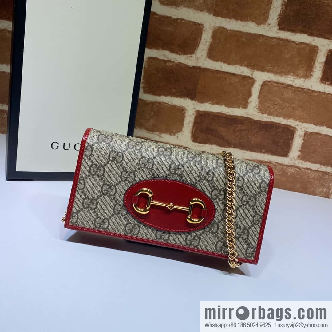 Gucci Horsebit 1955 series chain bag 621892 brown PVC/red