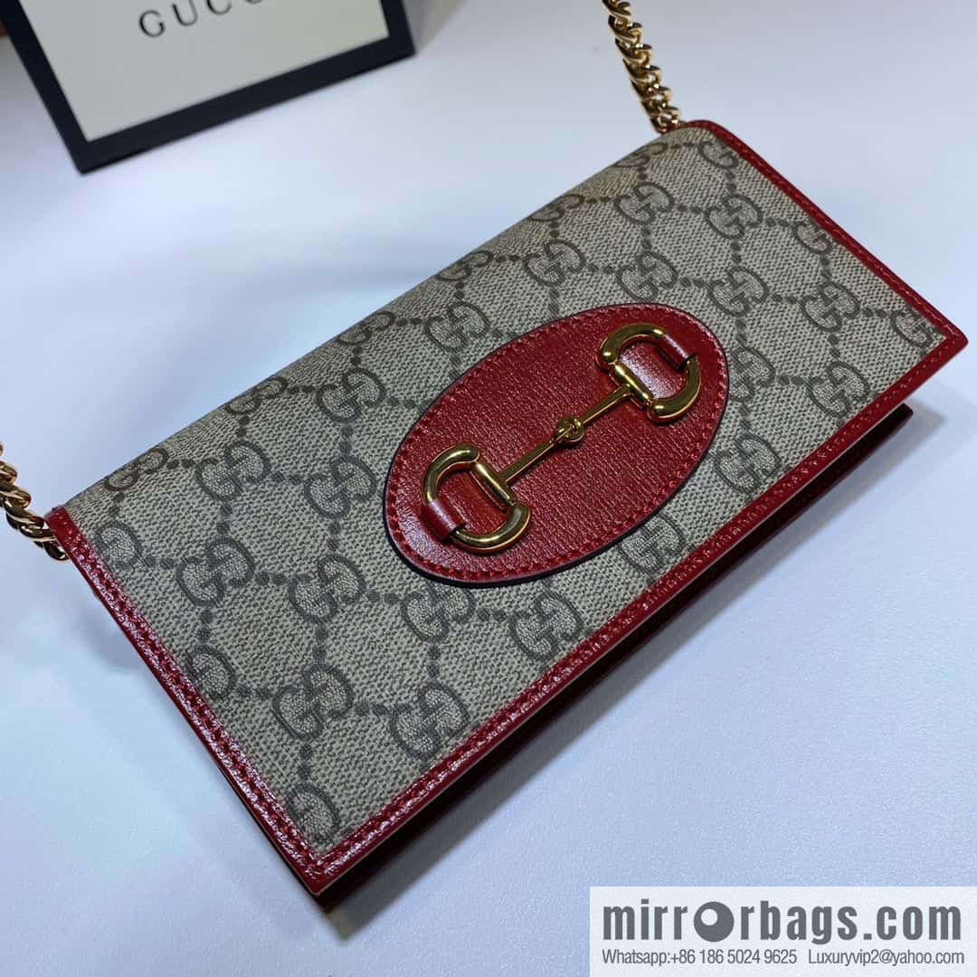 Gucci Horsebit 1955 series chain bag 621892 brown PVC/red