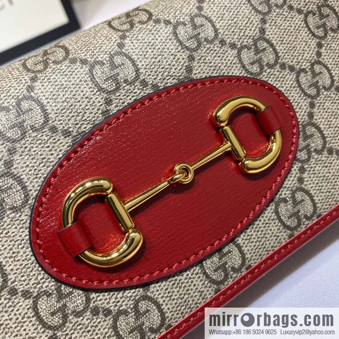 Gucci Horsebit 1955 series chain bag 621892 brown PVC/red