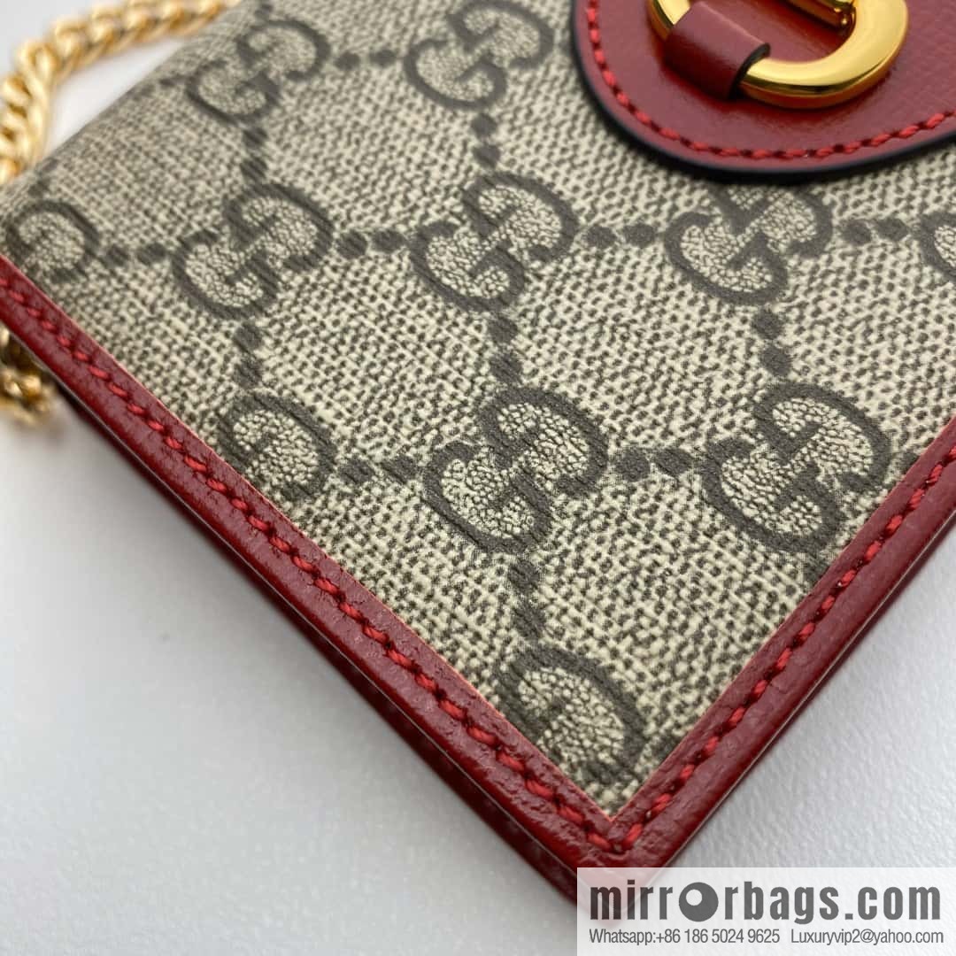 Gucci Horsebit 1955 series chain bag 621892 brown PVC/red