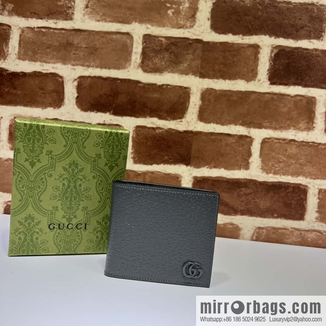GUCCI GG Marmont series leather (fabric) double fold wallet 428726 gray pig pattern/gray G