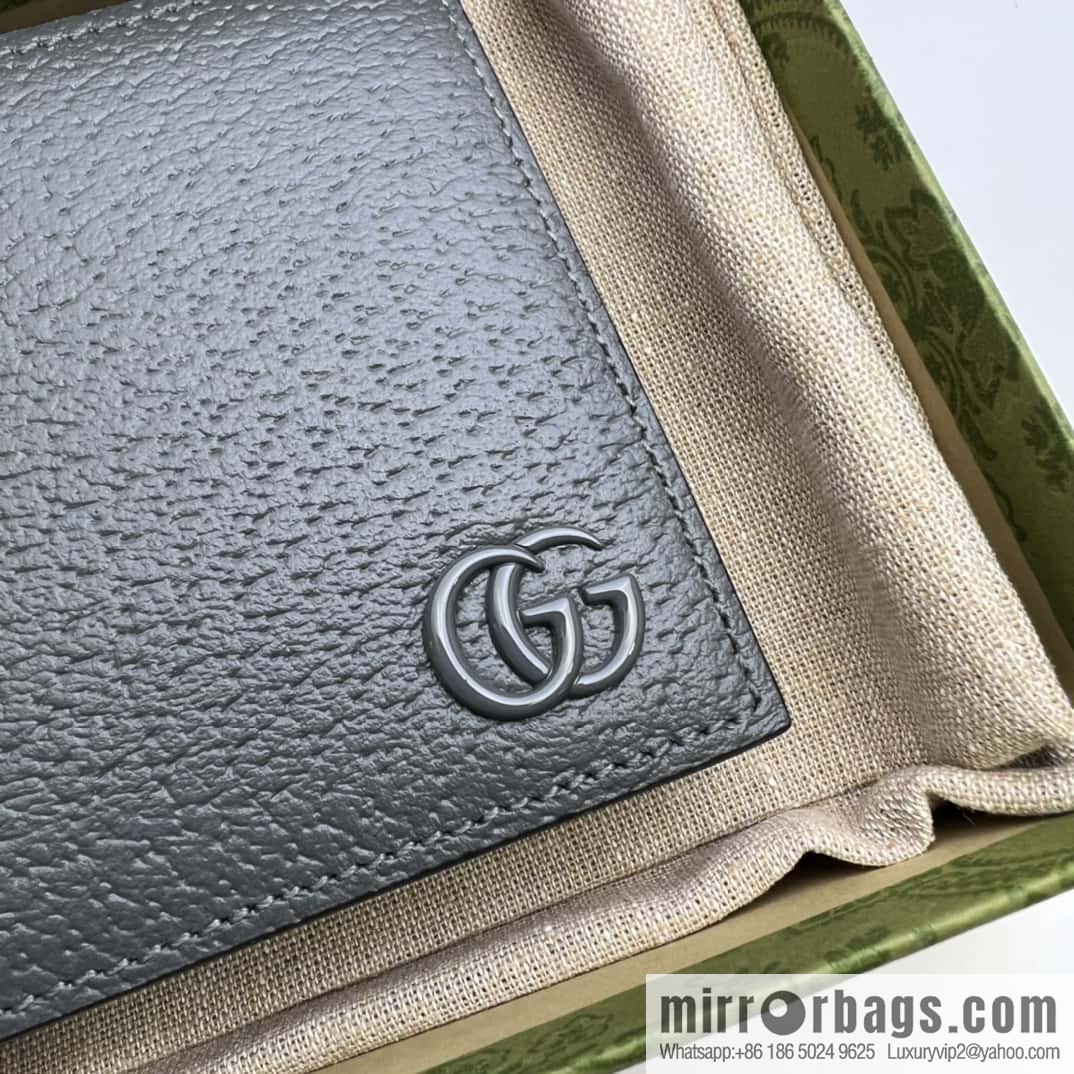 GUCCI GG Marmont series leather (fabric) double fold wallet 428726 gray pig pattern/gray G