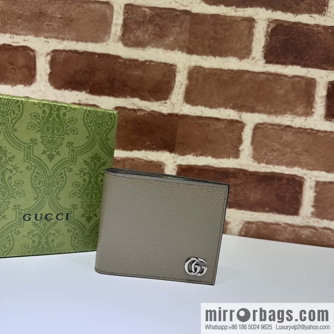GUCCI GG Marmont series leather (fabric) double fold wallet 428726 elephant gray pig pattern