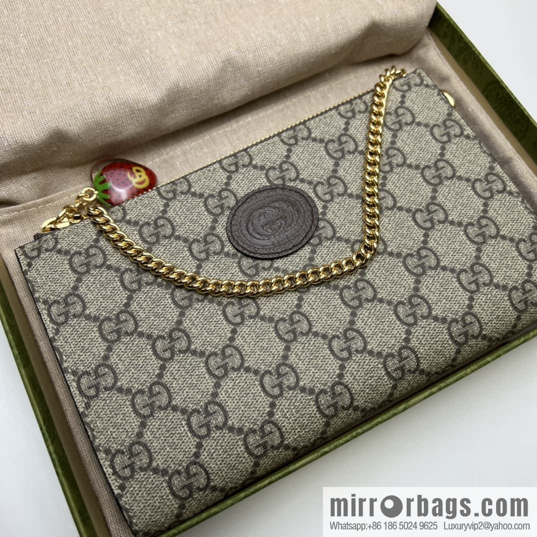 GUCCI double G strawberry hand wallet 726250 brown glue