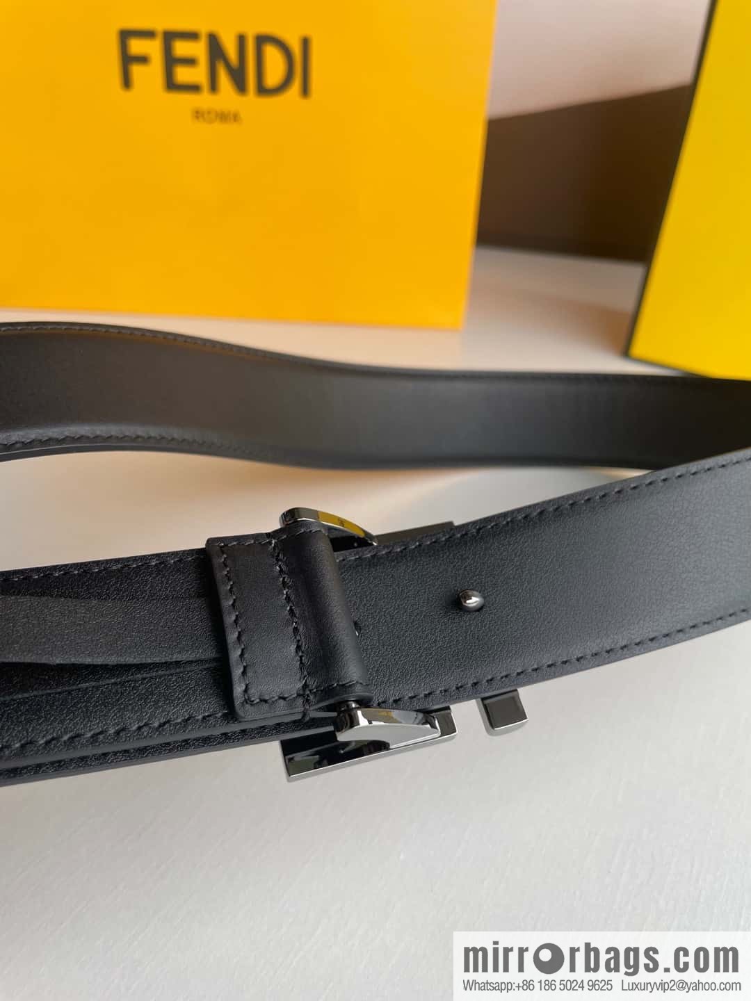 FENDI Fendi men's FF logo exquisite craftsmanship metal buckle, first layer cowhide belt