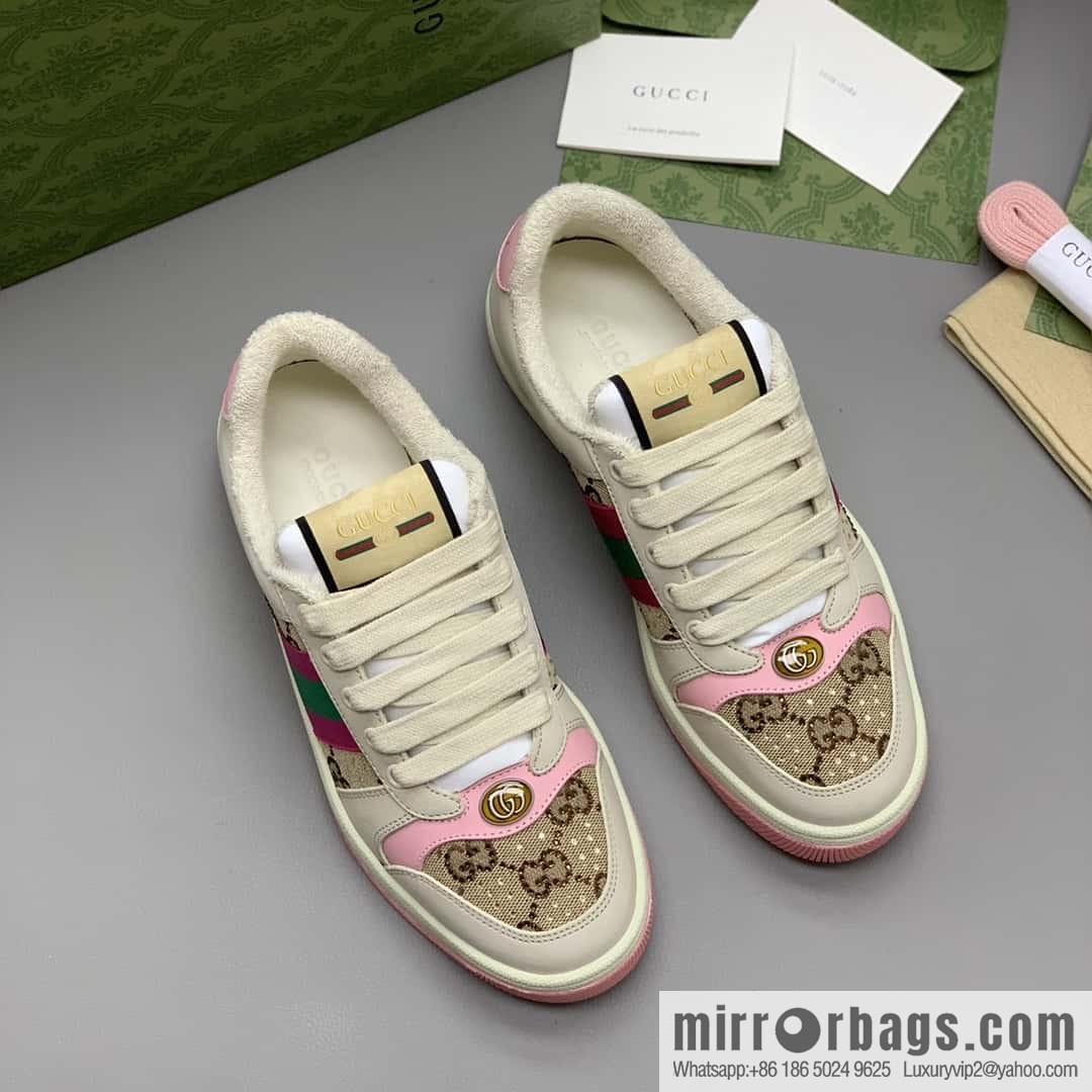 GUCCI pink and green webbing, women's dirty shoes