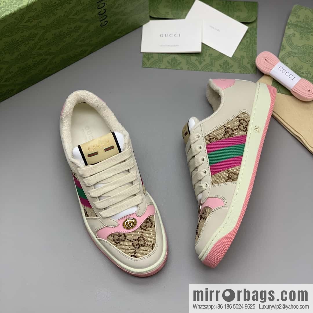 GUCCI pink and green webbing, women's dirty shoes