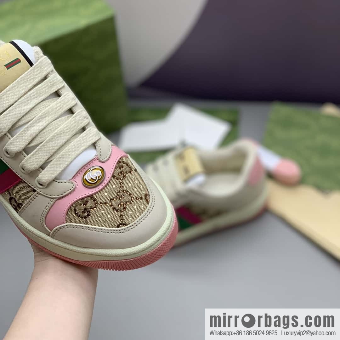 GUCCI pink and green webbing, women's dirty shoes