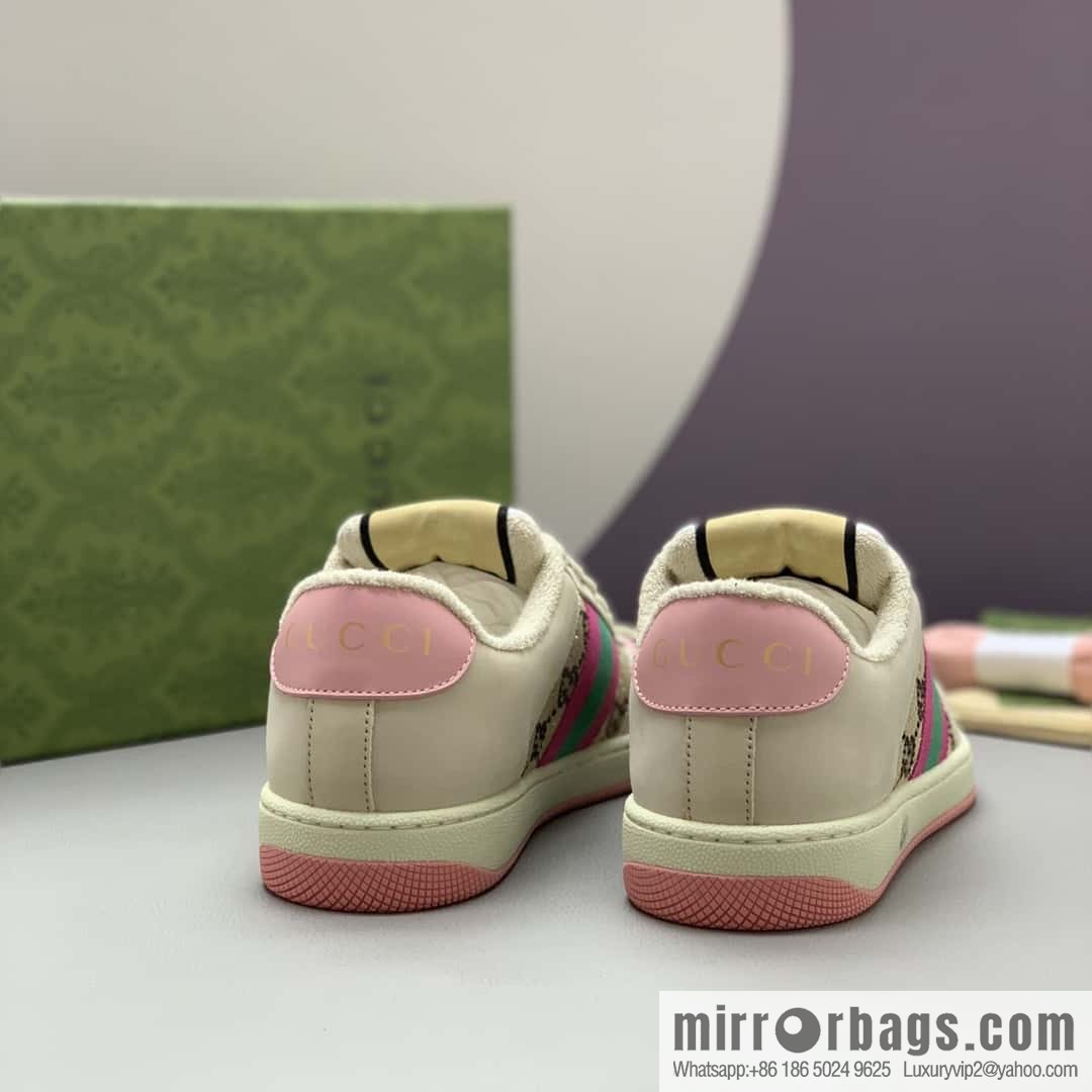 GUCCI pink and green webbing, women's dirty shoes