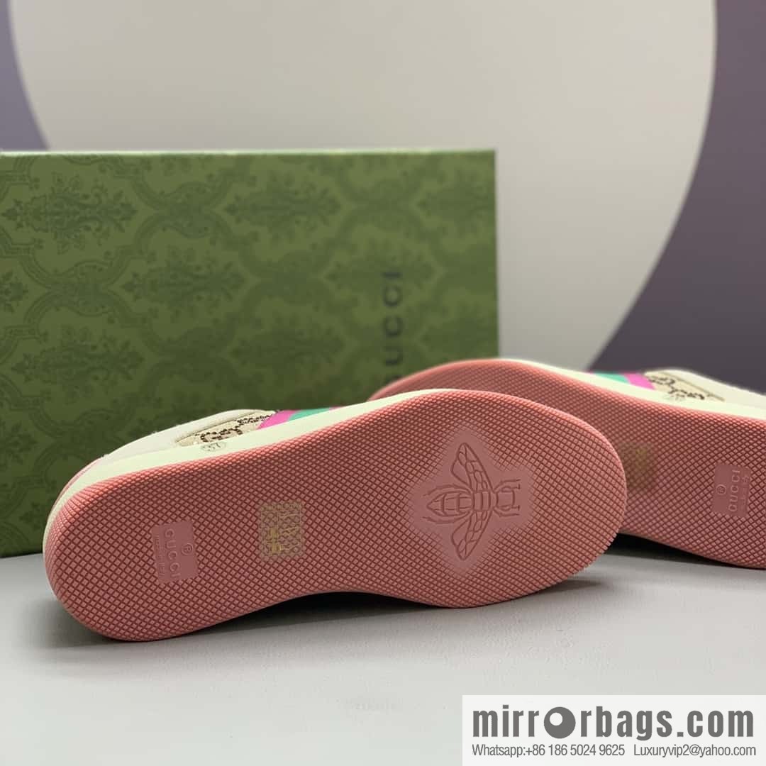 GUCCI pink and green webbing, women's dirty shoes