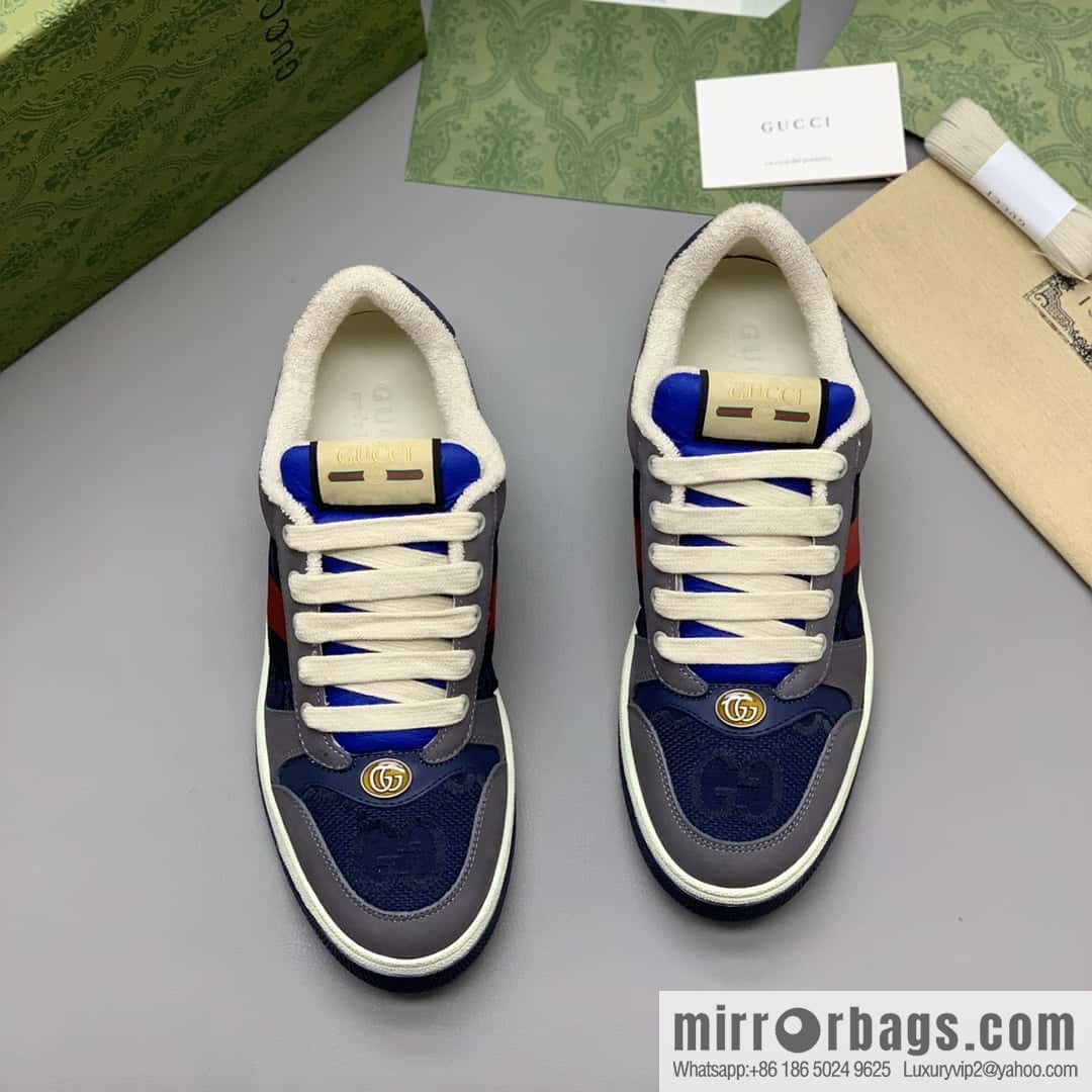 GUCCI retro-style green and orange webbing, small dirty shoes for men and women