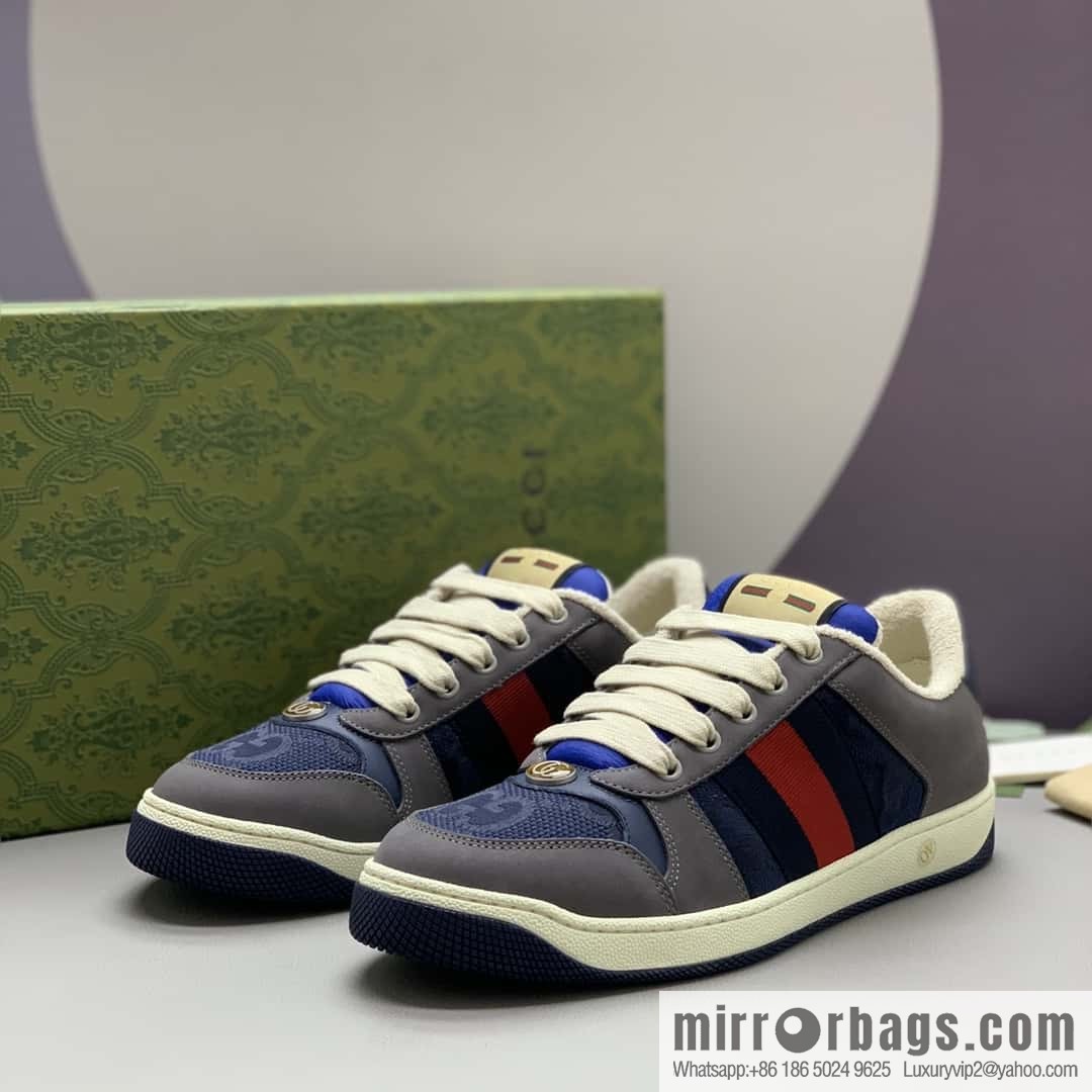 GUCCI retro-style green and orange webbing, small dirty shoes for men and women