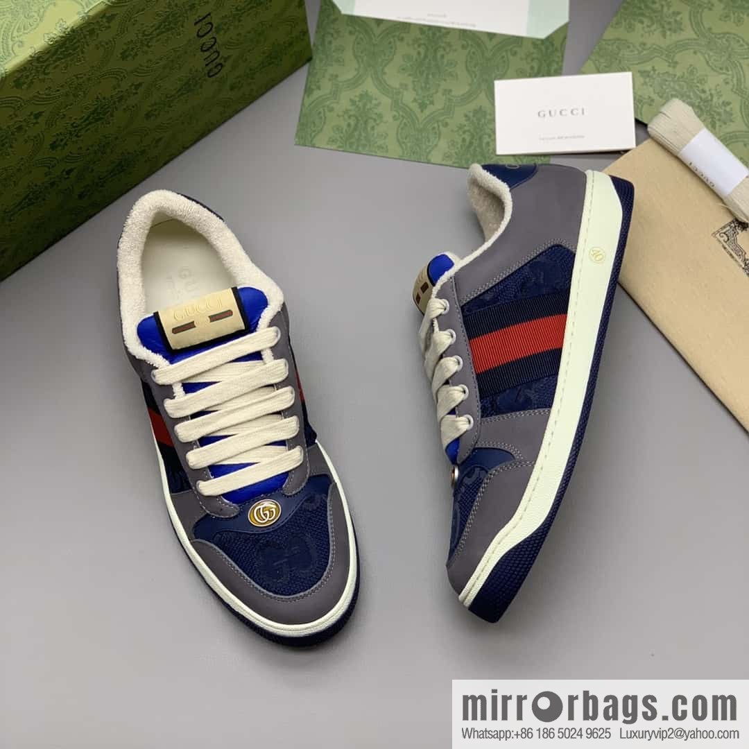 GUCCI retro-style green and orange webbing, small dirty shoes for men and women