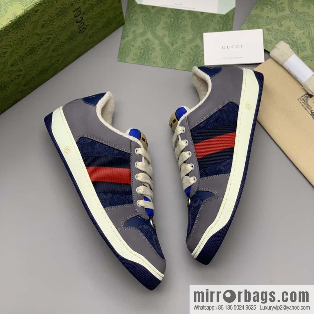 GUCCI retro-style green and orange webbing, small dirty shoes for men and women