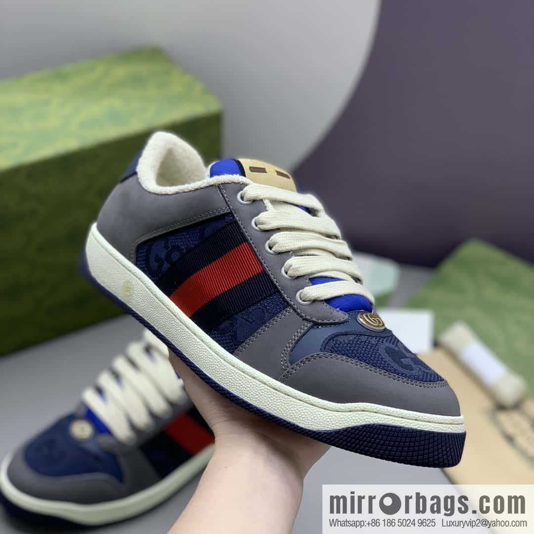 GUCCI retro-style green and orange webbing, small dirty shoes for men and women