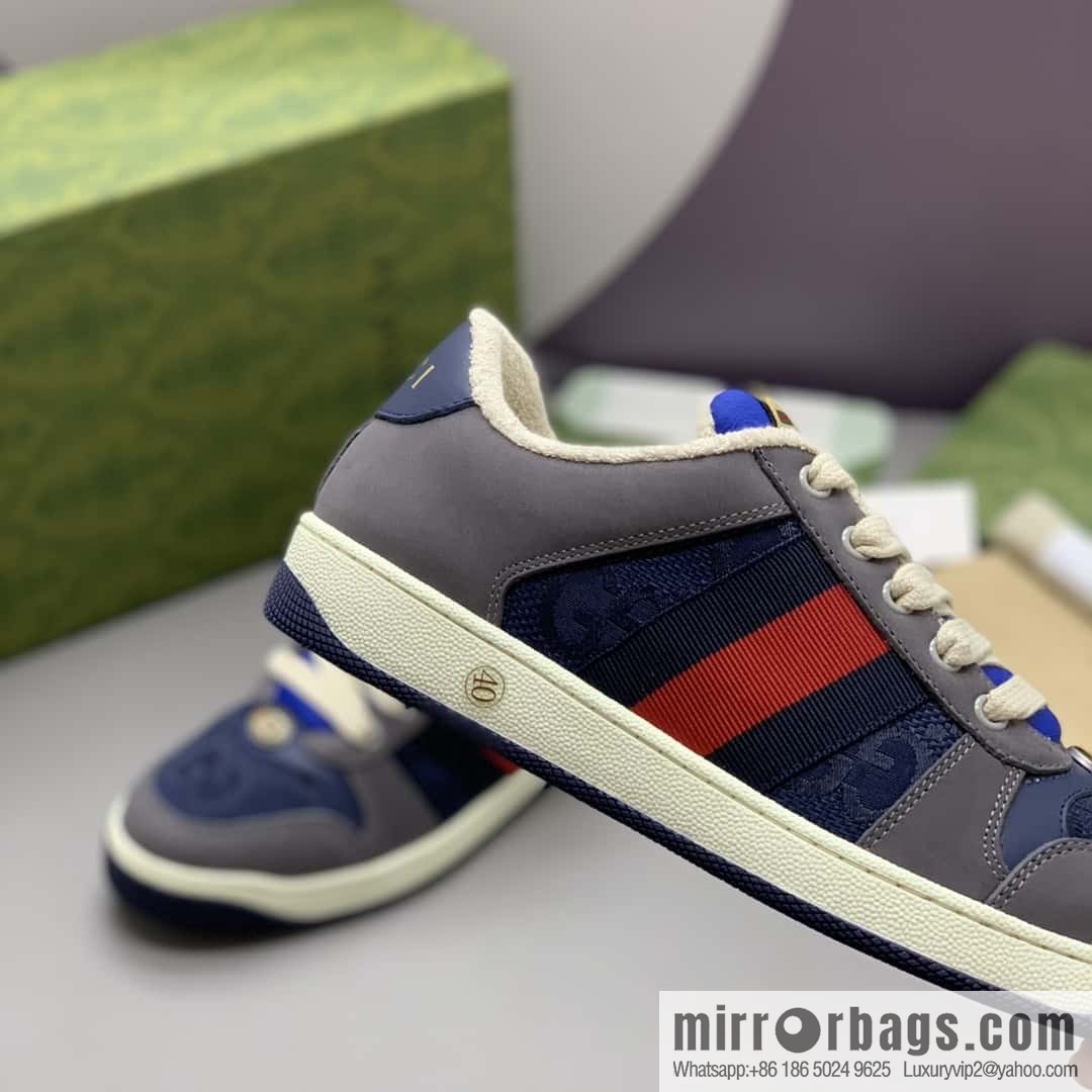 GUCCI retro-style green and orange webbing, small dirty shoes for men and women