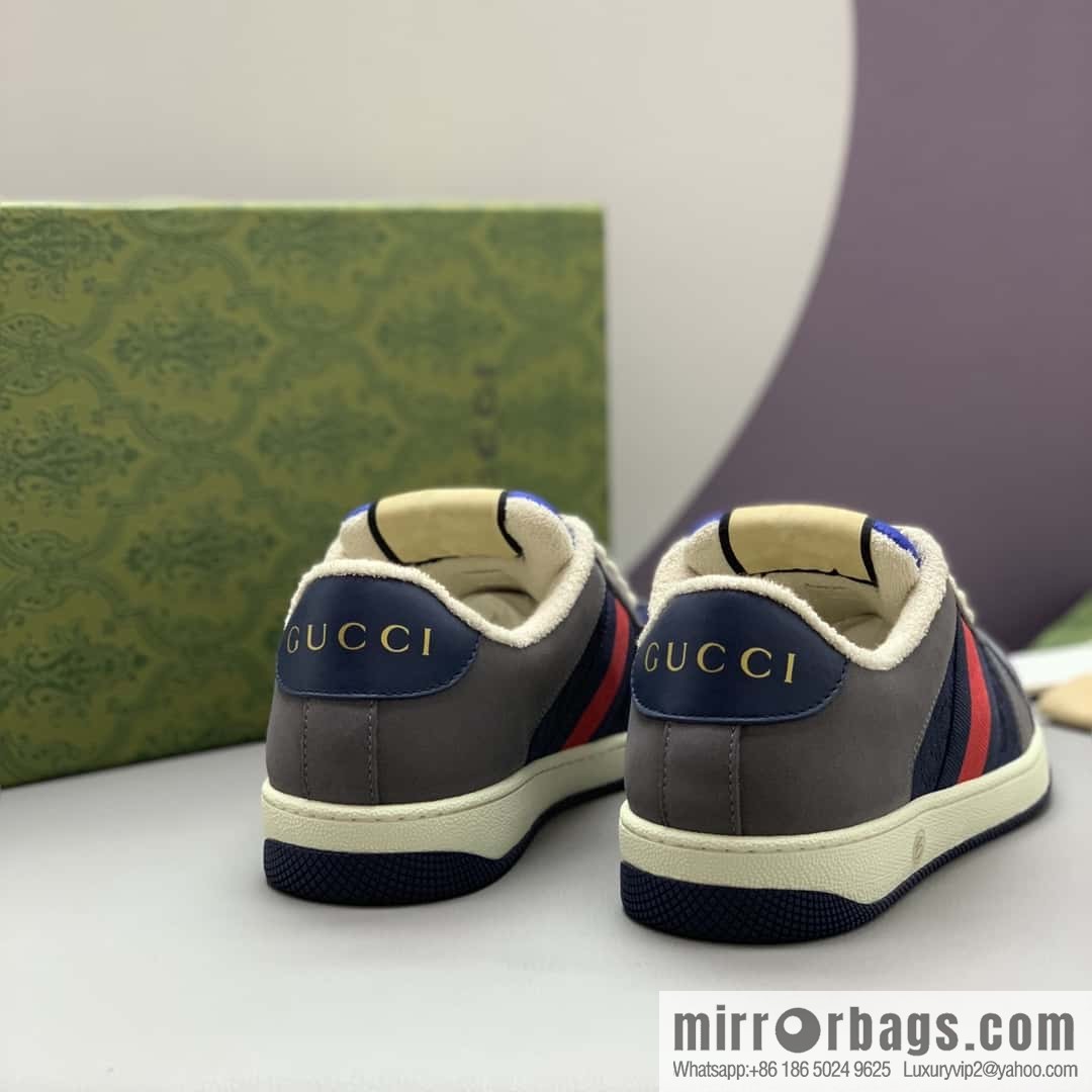 GUCCI retro-style green and orange webbing, small dirty shoes for men and women