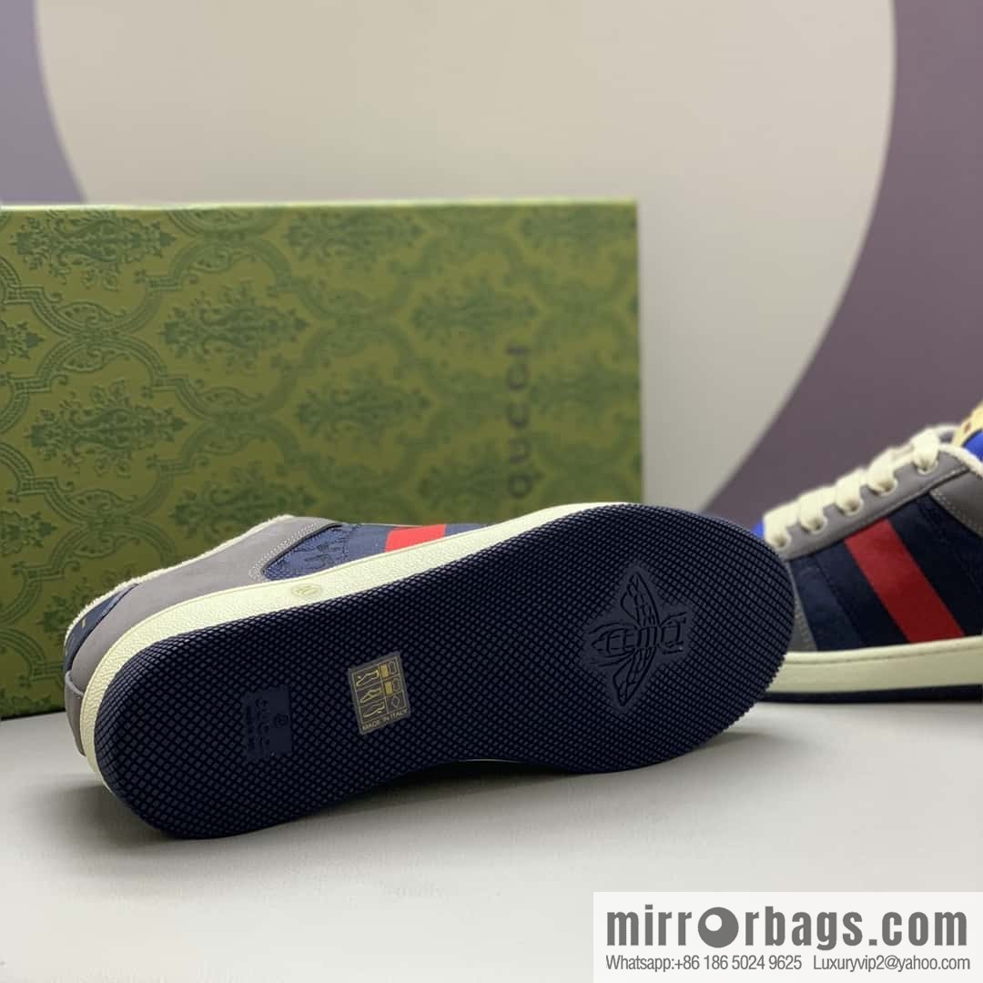 GUCCI retro-style green and orange webbing, small dirty shoes for men and women