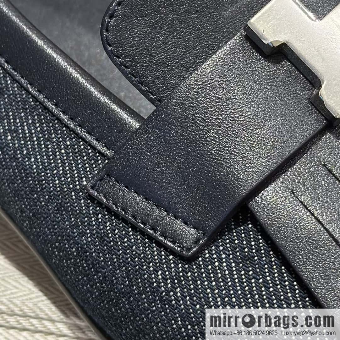 Hermès H's classic loafers, fringed denim with dark blue silver buckle