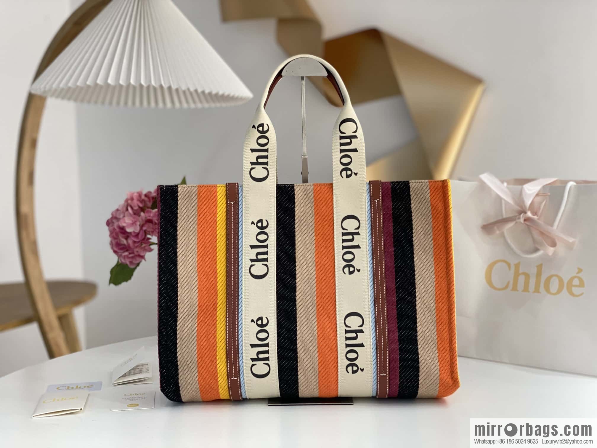 Chloe Rainbow 🌈 Woody Tote Bag, Large 45CM