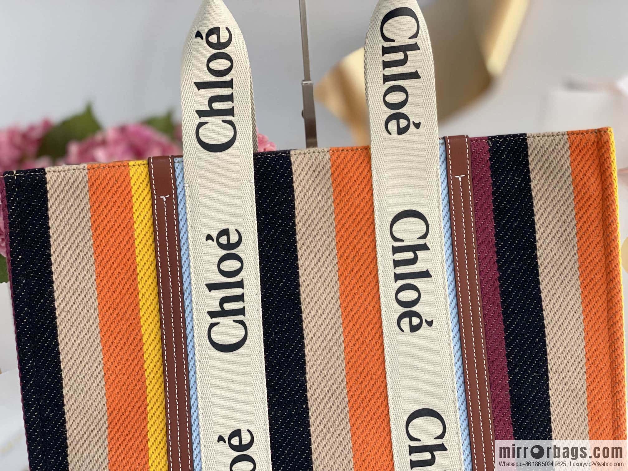 Chloe Rainbow 🌈 Woody Tote Bag, Large 45CM