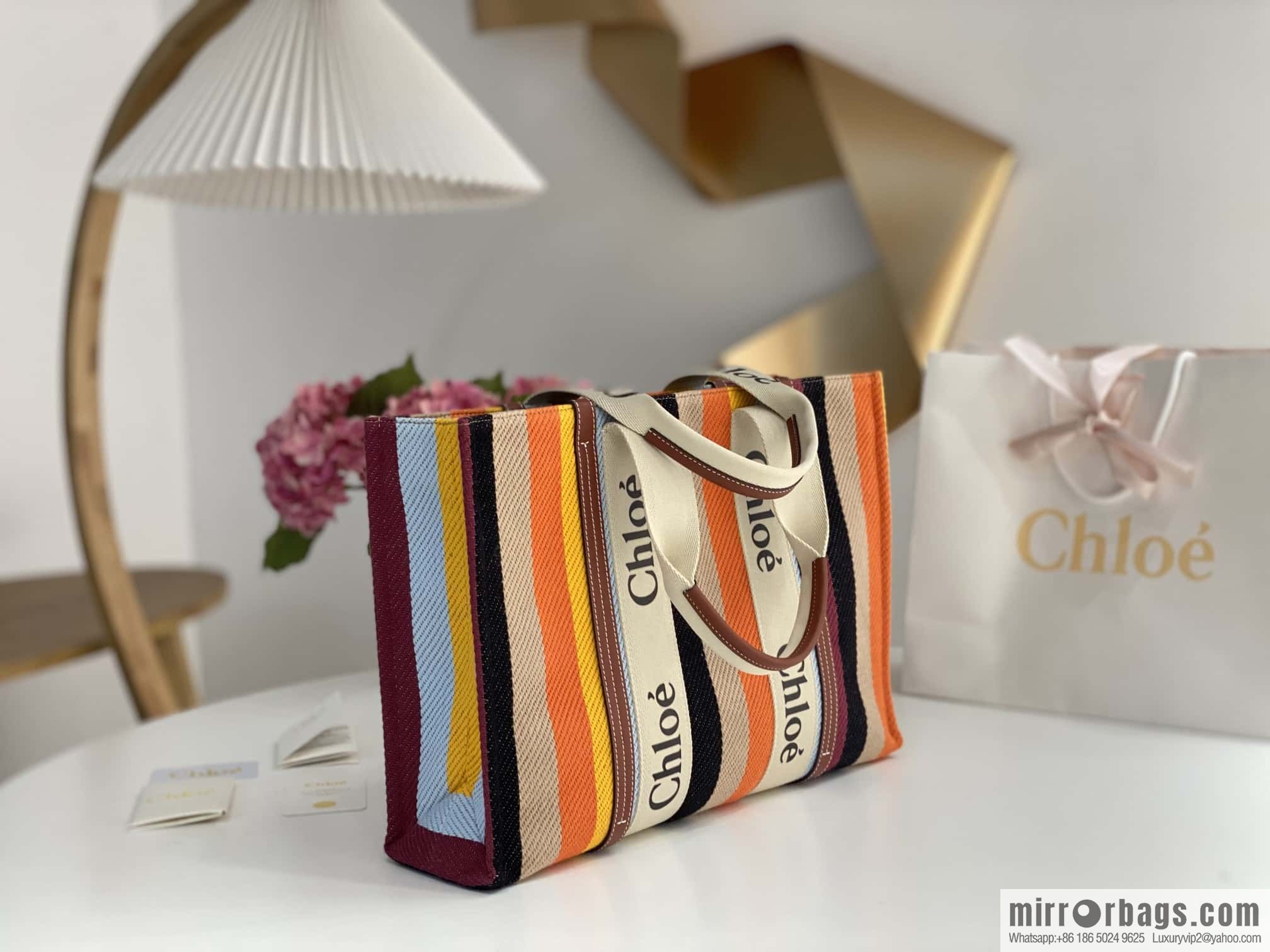 Chloe Rainbow 🌈 Woody Tote Bag, Large 45CM