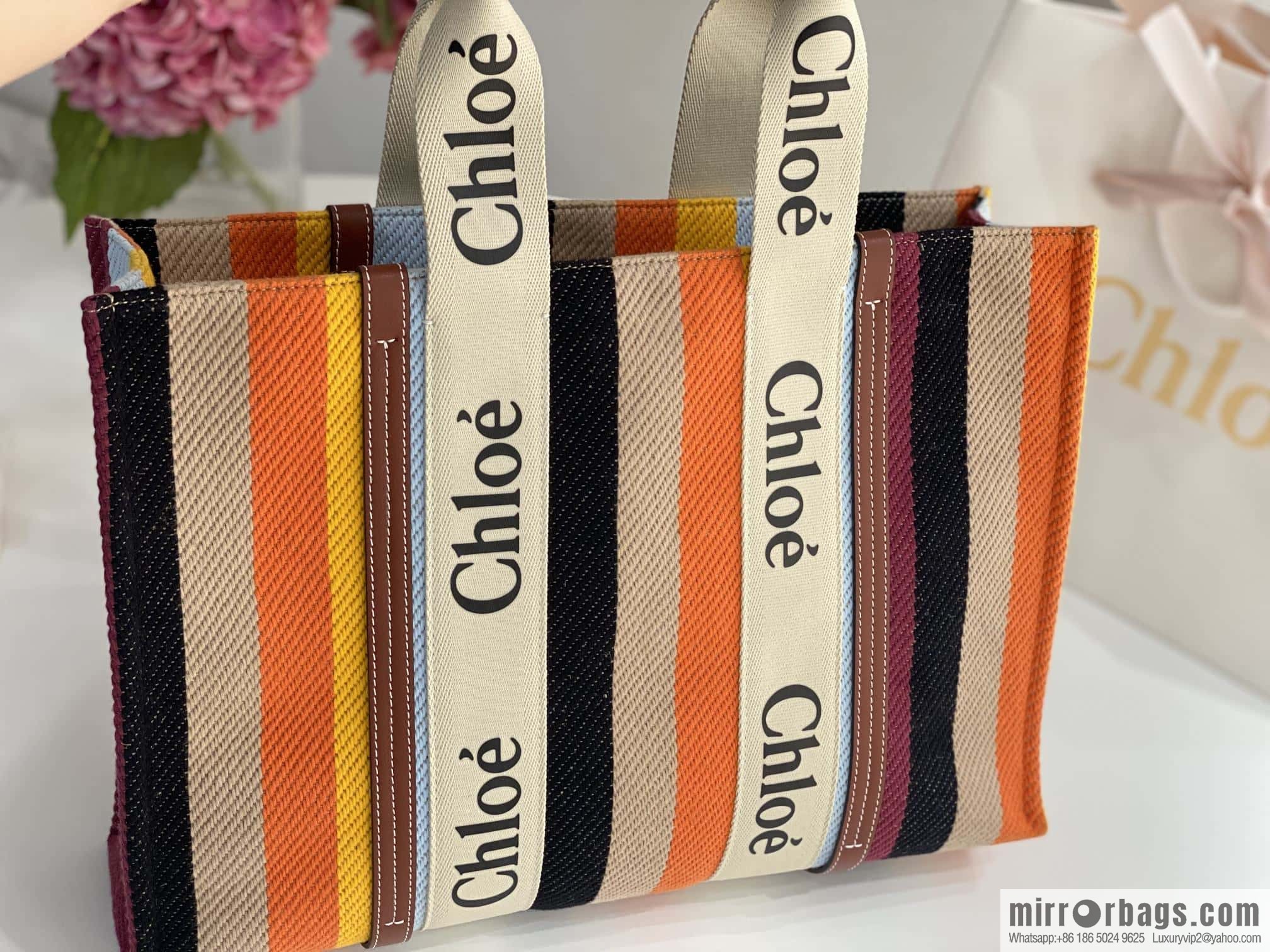 Chloe Rainbow 🌈 Woody Tote Bag, Large 45CM