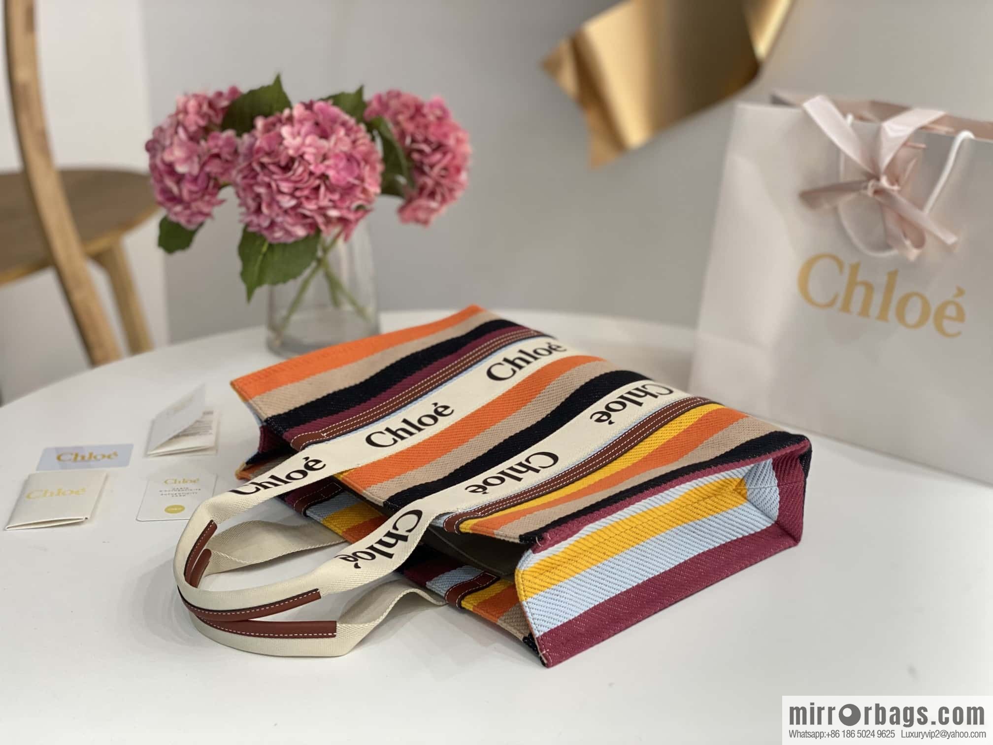 Chloe Rainbow 🌈 Woody Tote Bag, Large 45CM