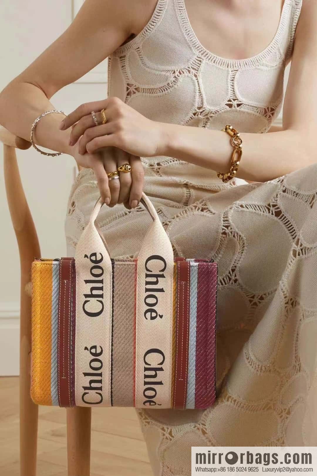 Chloe Rainbow 🌈 Woody tote bag, small 26CM