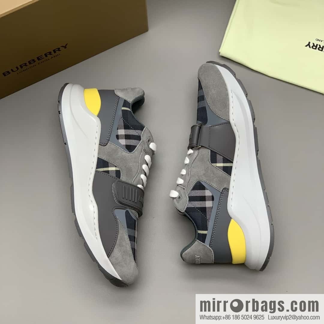 Burberry bright decorative Bur logo embossed, men's low-top casual sneakers