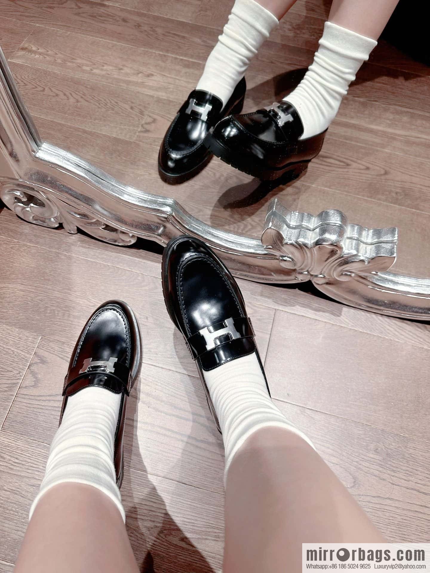 Hermès glossy platform loafers