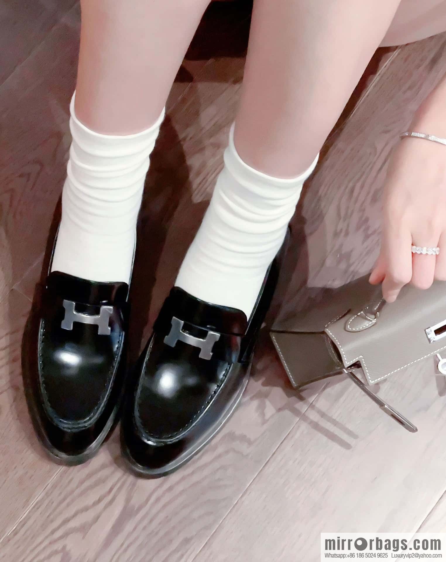 Hermès glossy platform loafers