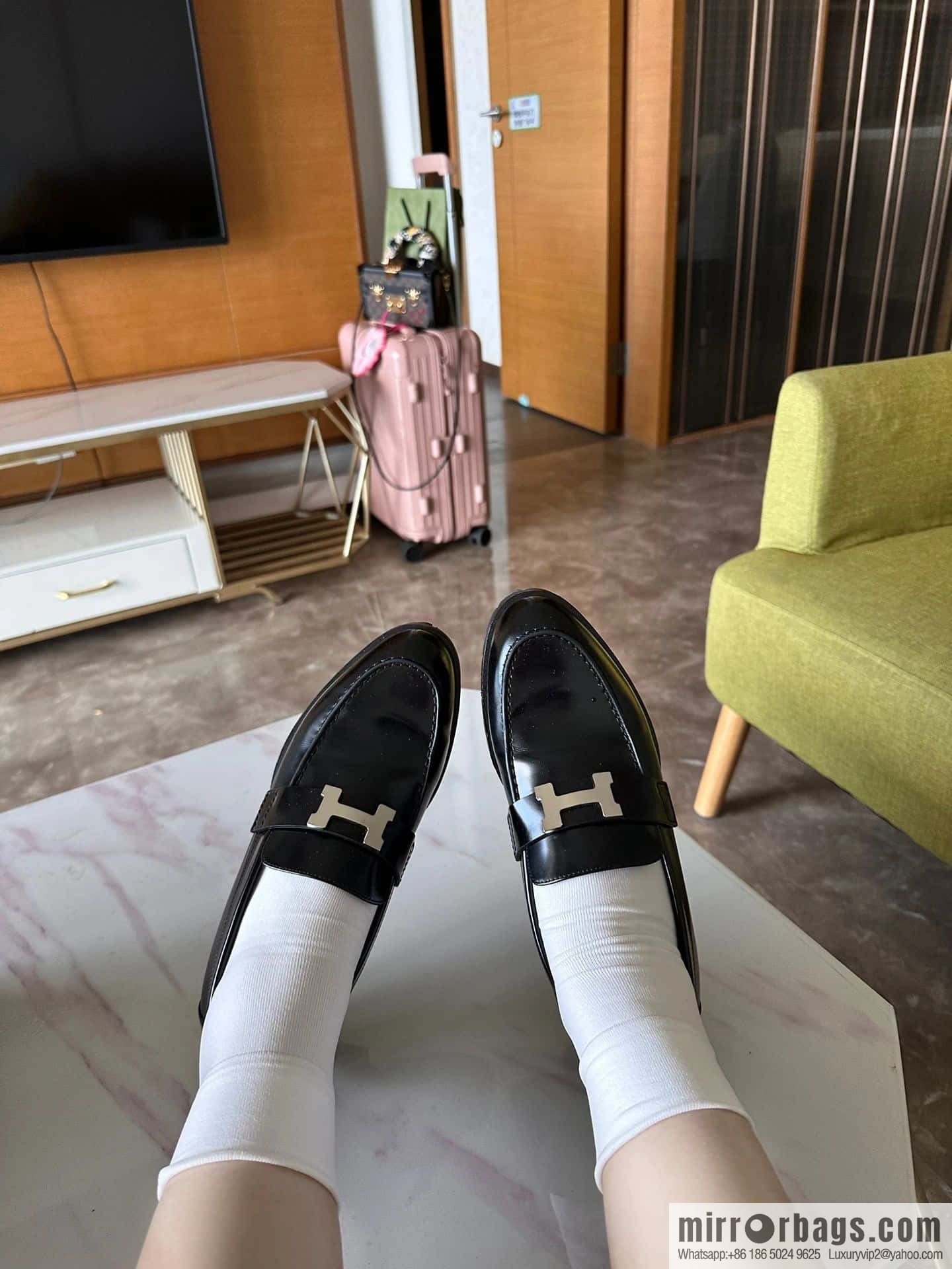 Hermès glossy platform loafers