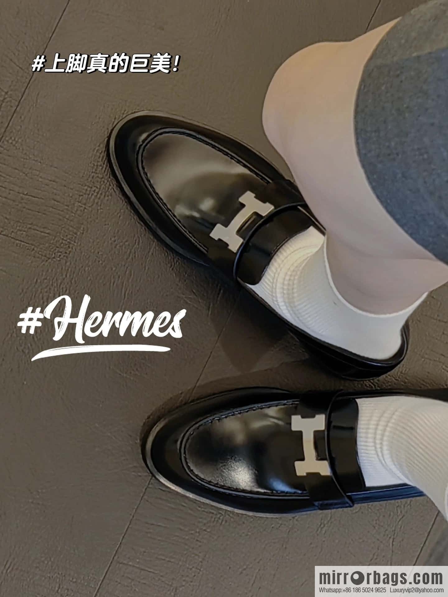 Hermès glossy platform loafers