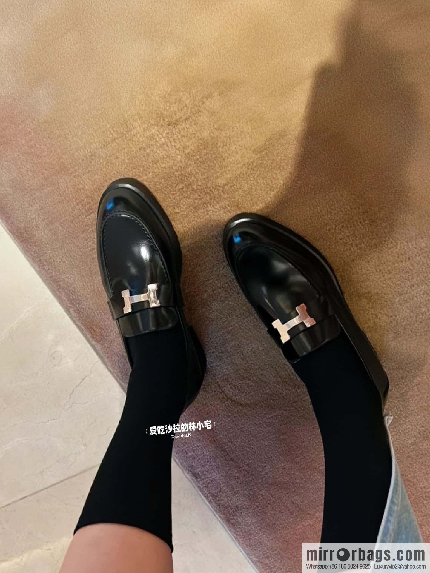 Hermès glossy platform loafers