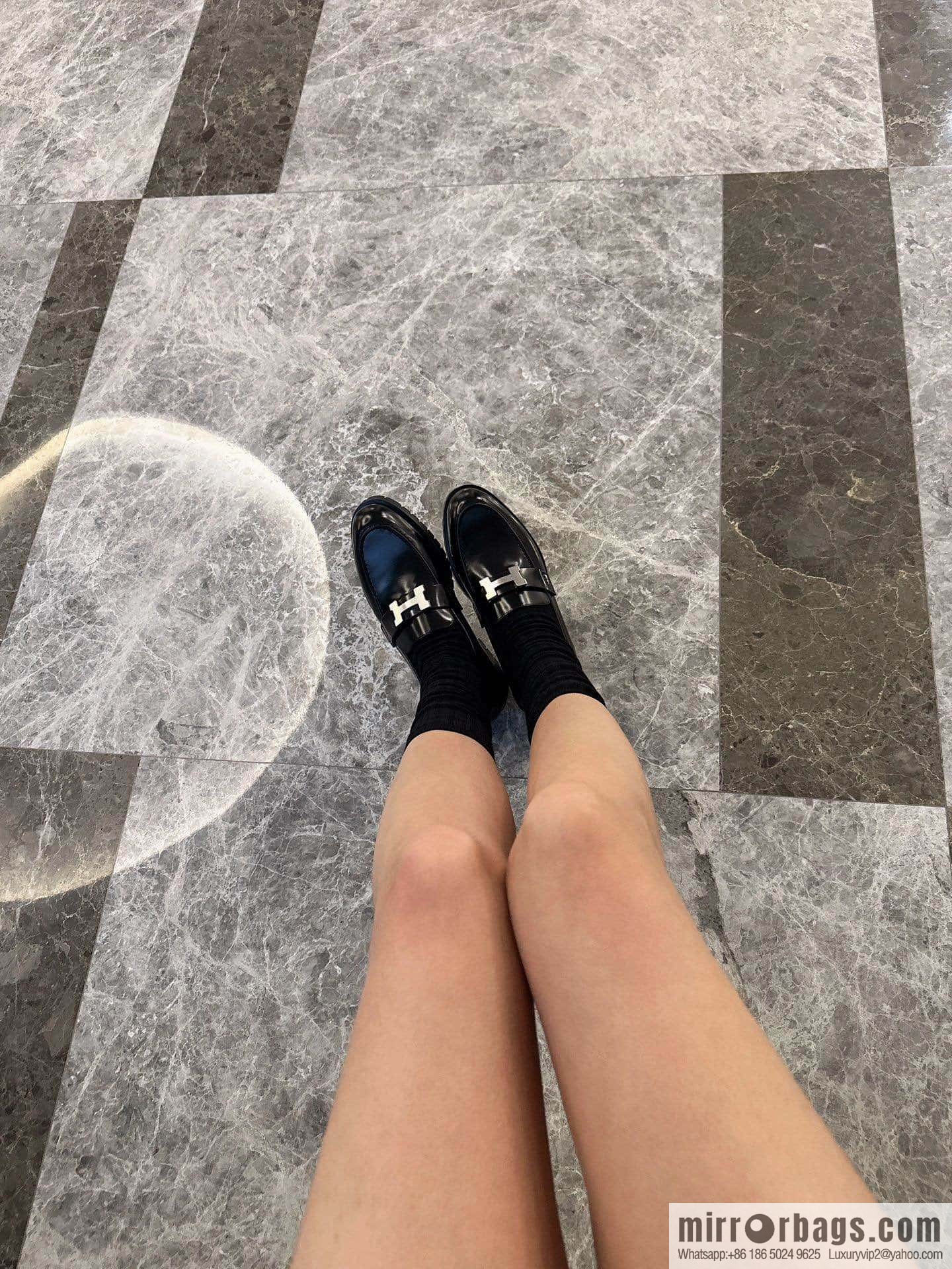 Hermès glossy platform loafers