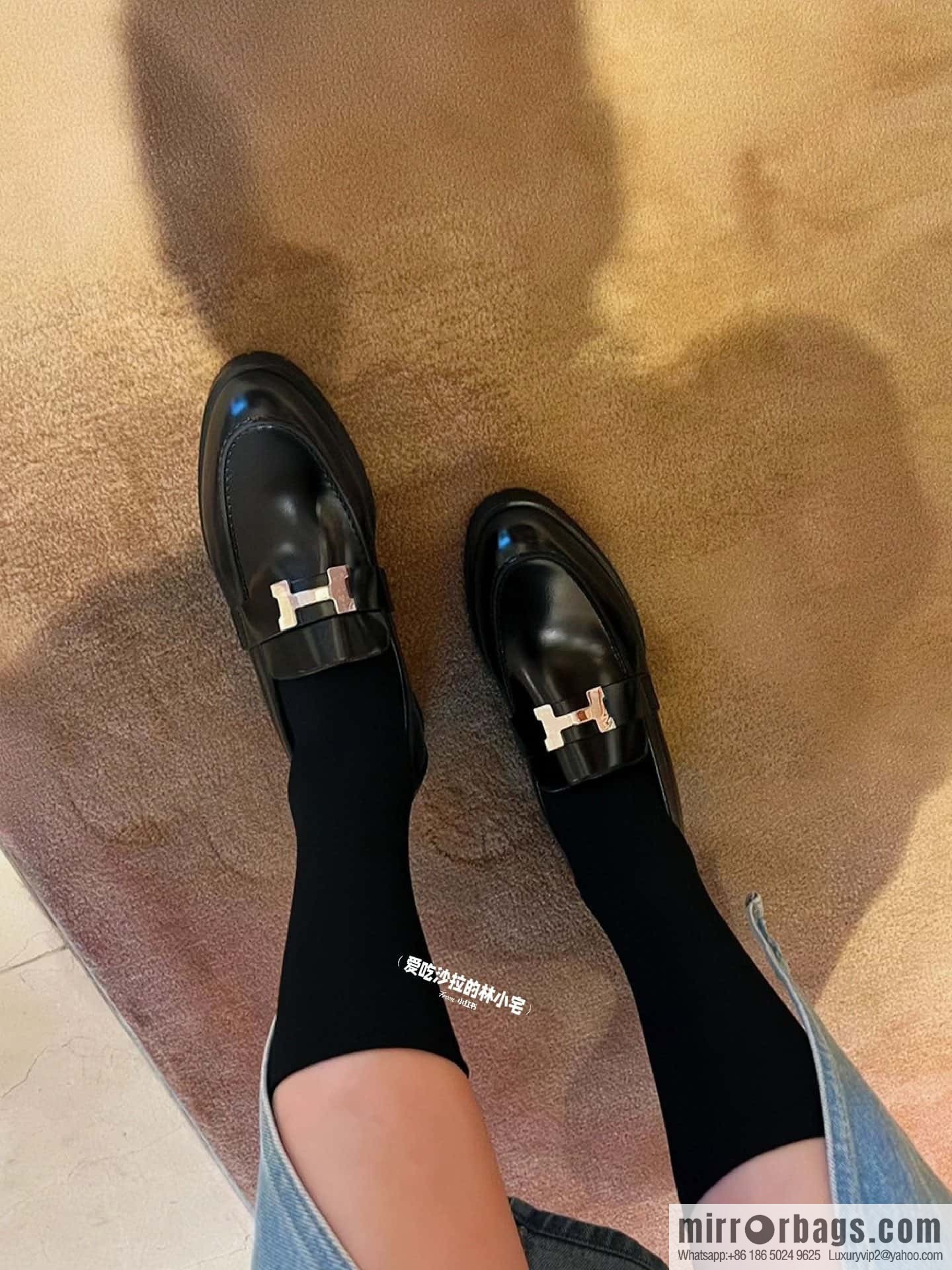 Hermès glossy platform loafers