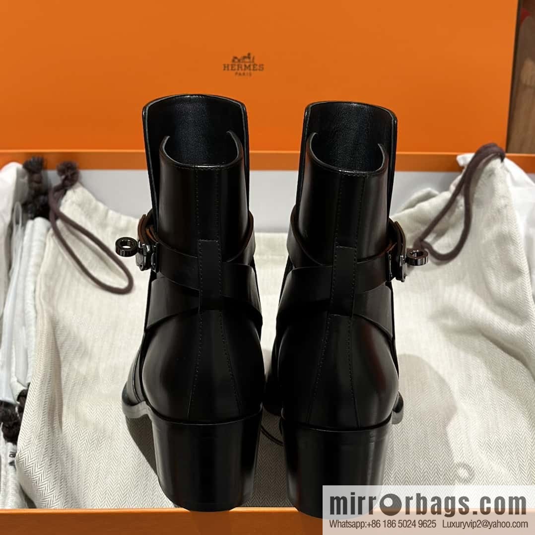 Hermès new autumn and winter kelly buckle high-heeled boots