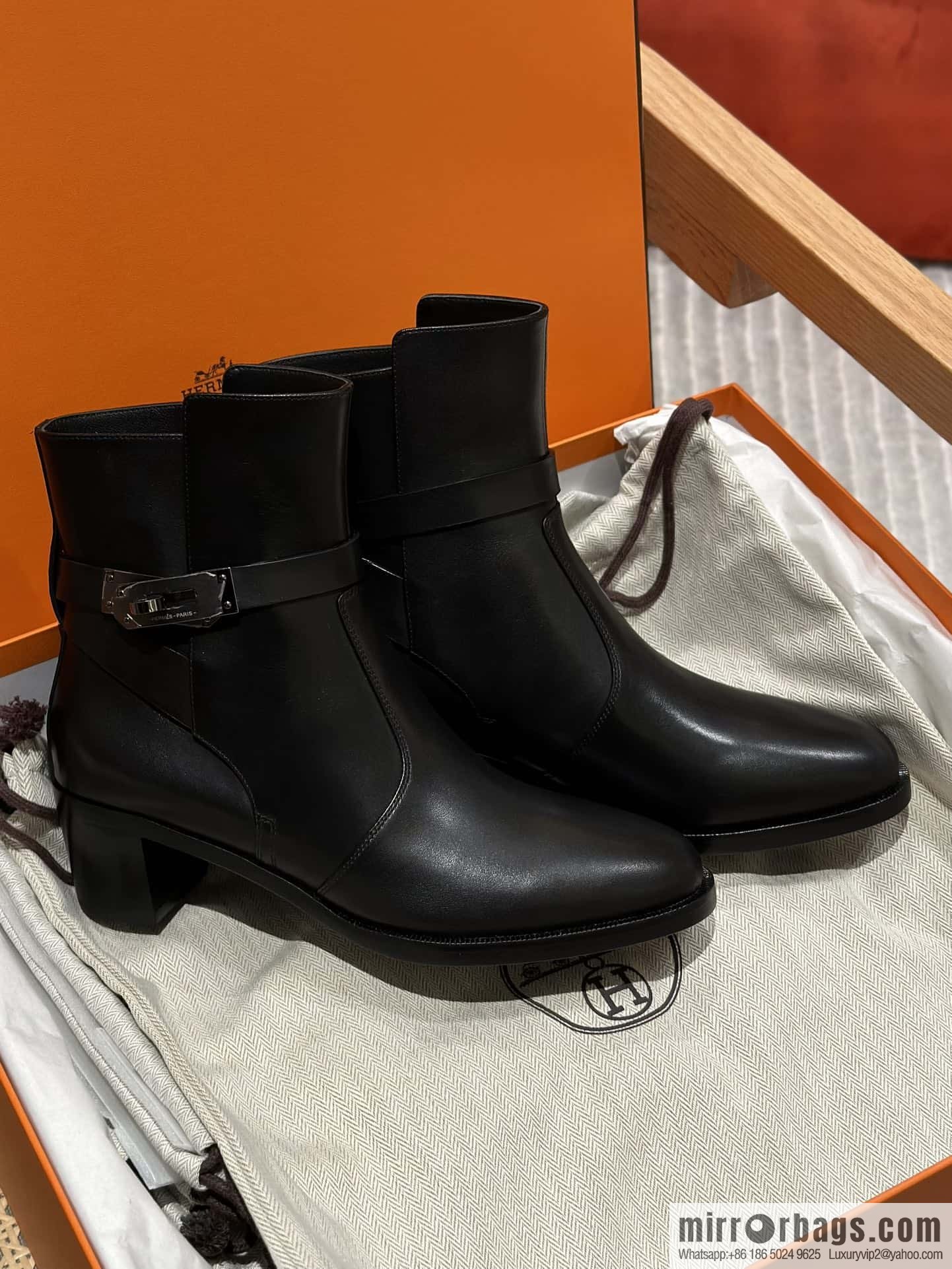 Hermès new autumn and winter kelly buckle high-heeled boots