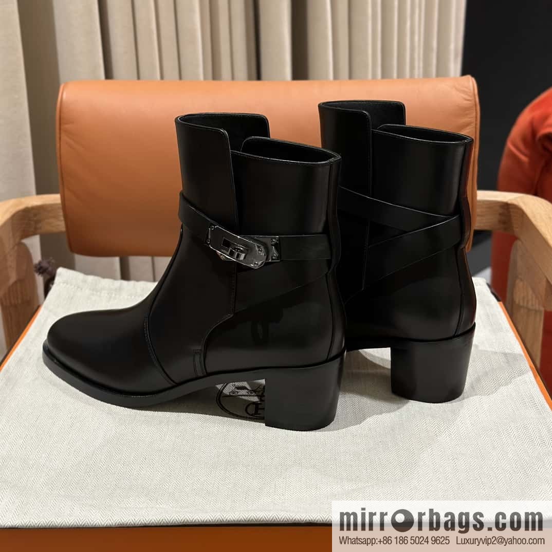 Hermès new autumn and winter kelly buckle high-heeled boots